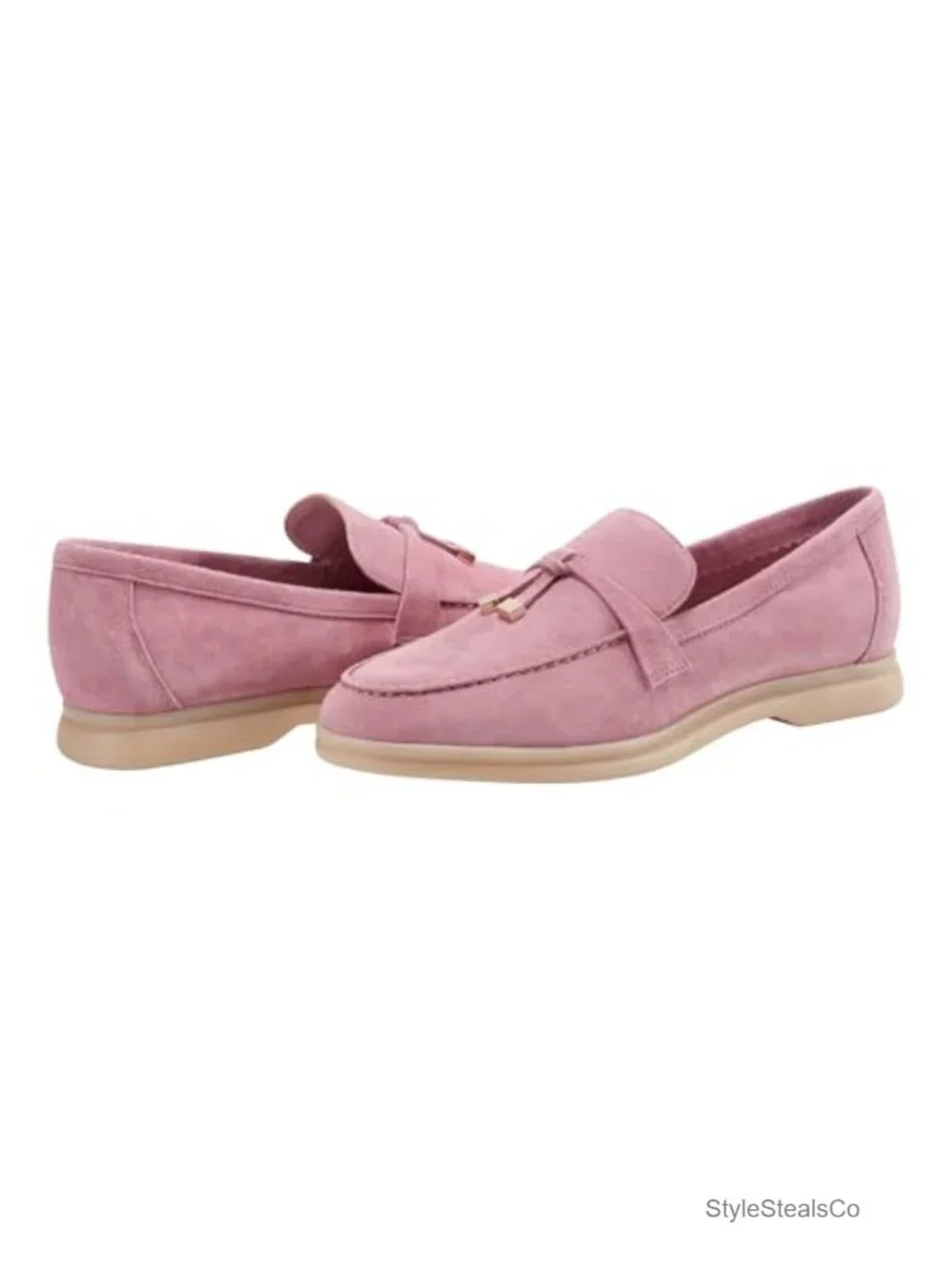 Suede Loafer with Slip-On Closure, Almond Toe, 0.87